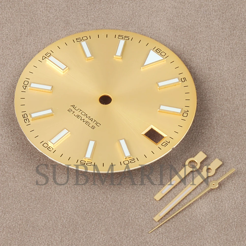 

28.5mm Dial Nh35 Watch Dial for Nh35/Nh36 Datejust Movement Green Luminous Dial Hands Nh35 Dial Watch Mod Replacement Parts