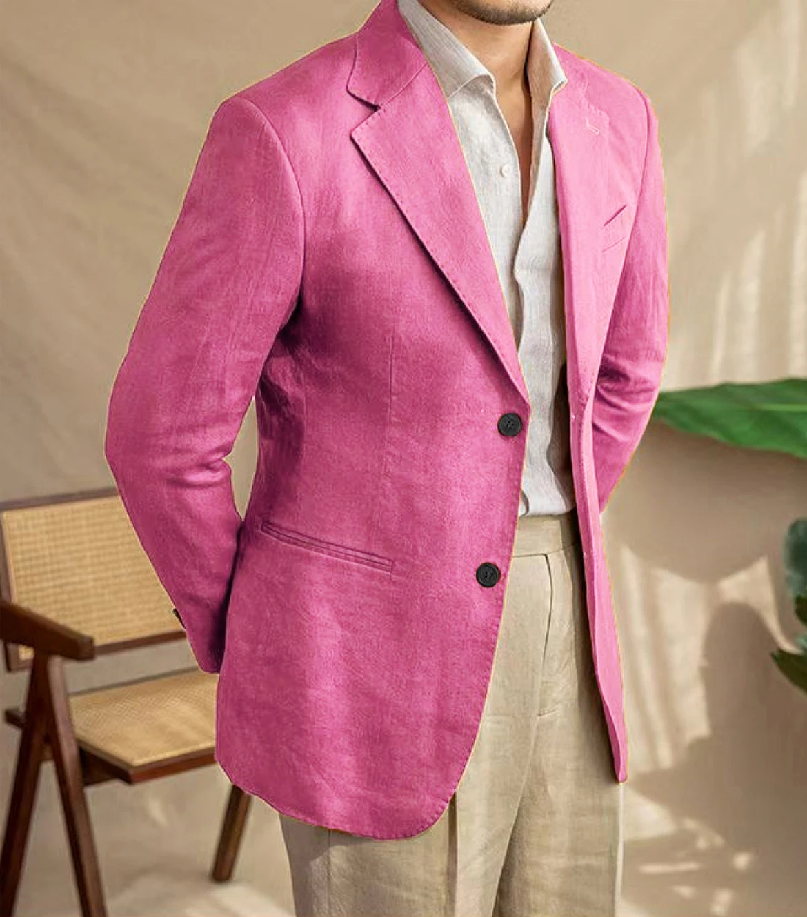 

Men's Linen Casual Suit Jacket Green Purple Single Breasted Large Pocket Slim Jacket Fashion Comfortable Coat Men's Summer Jack