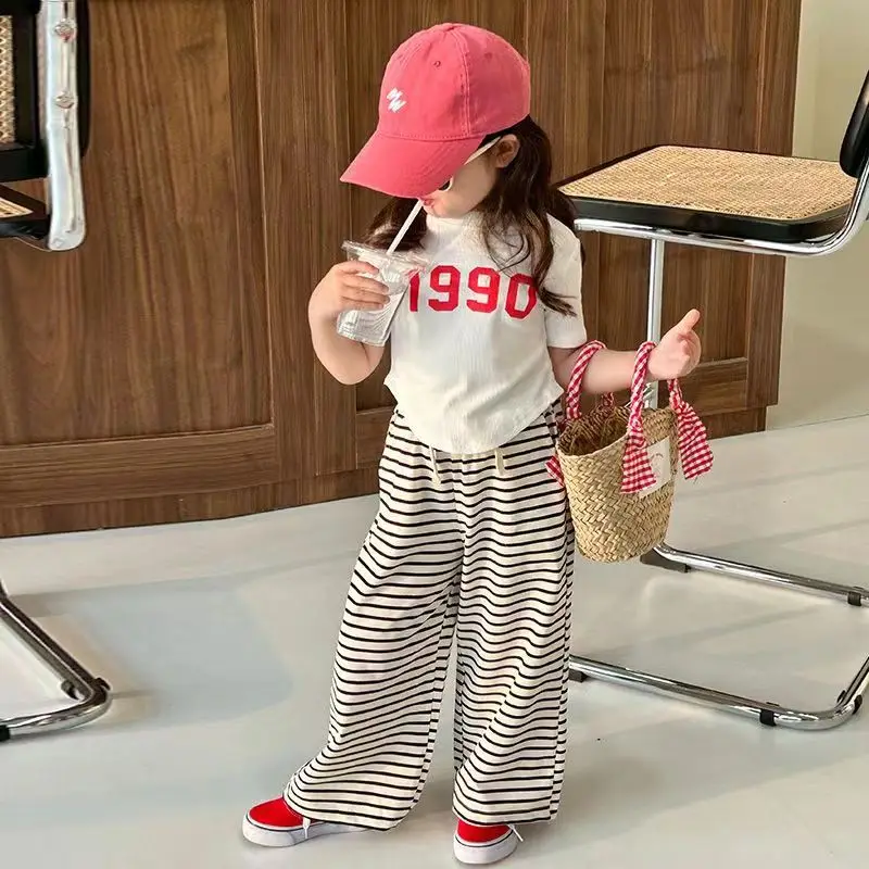 

Kids Girls Summer Suit 2023 New Fashionable Childrens Summer Net Children's Clothing Little Girl Fashion Short Sleeve Two Pieces