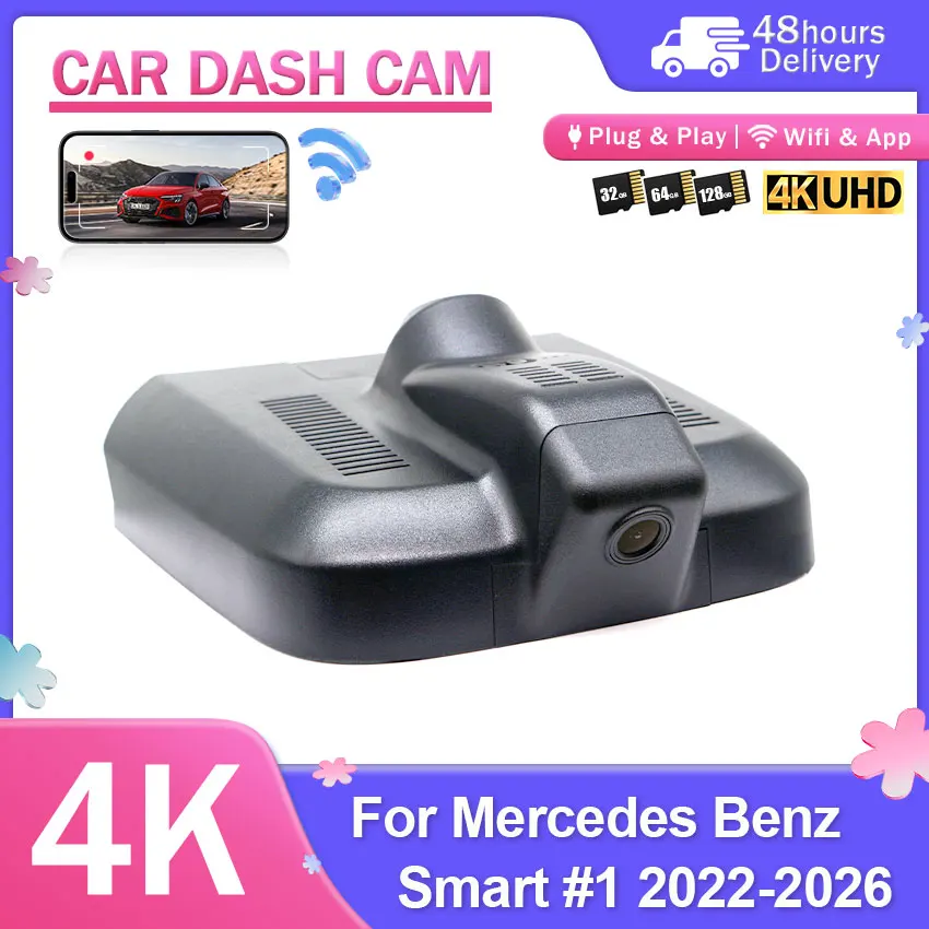 Front and Rear Dash cam 4K Video Recorder 4K WiFi For Mercedes Benz Smart #1 2022-2026 APP Voice Control Dashcam