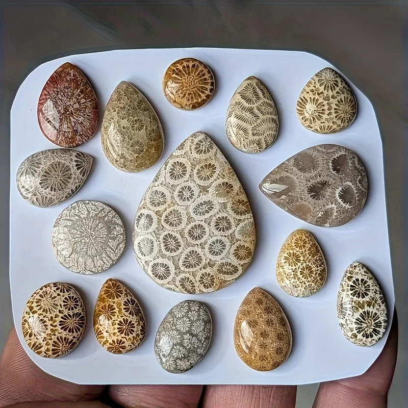 1 قطعة قلادة على شكل دمعة من حجر المرجان الطبيعي المصنوع يدويًا-أحجار كريمة بيضاوية ناعمة مصقولة بوهيمية، مجوهرات جوهرة ميلاد أكتوبر #1