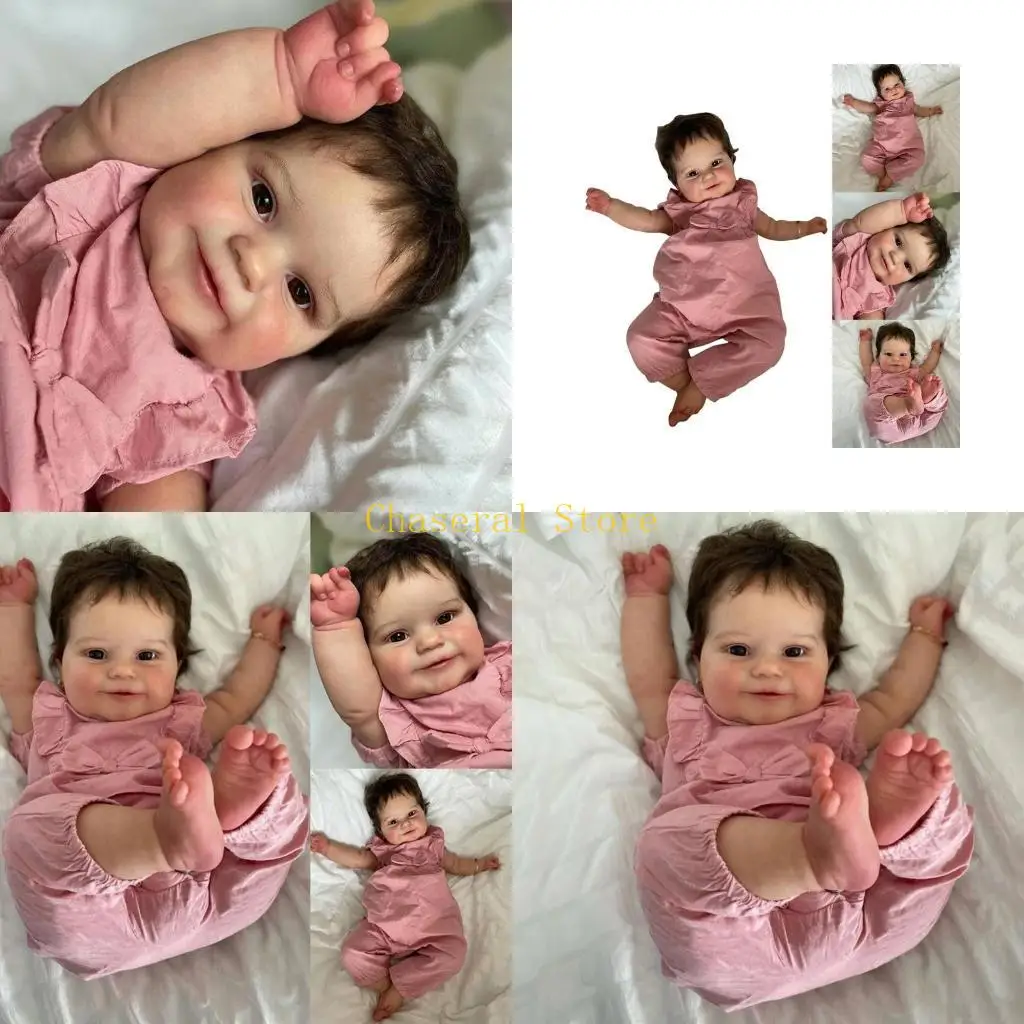 

E7CE 49cm/19in Reborns for Doll Baby Girl for Doll Nurturing for Doll Realistic Handmade Soft Body for w/ Opened-Eyes Rooted