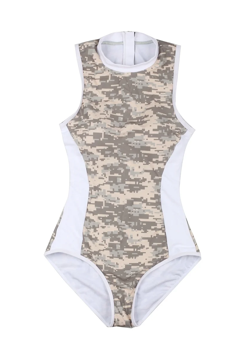 

Камуфляжный купальник женский спортивный стиль цельный быстросохнущий