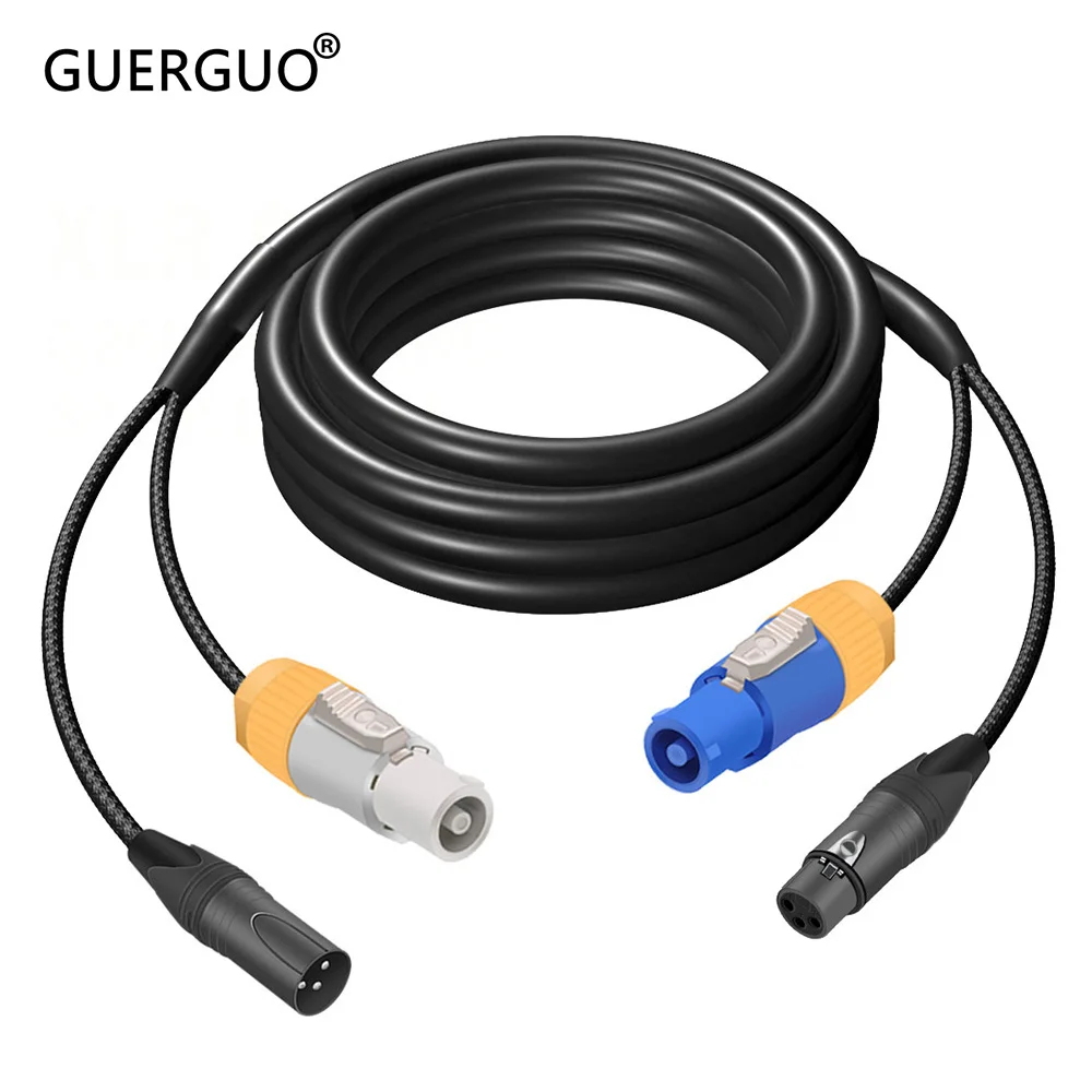 

Комбинированный кабель Powercon DMX, 1 шт., водонепроницаемый 3-контактный комбинированный аудиокабель PowerCon вход-выход и XLR «мама-папа» для сценического освещения