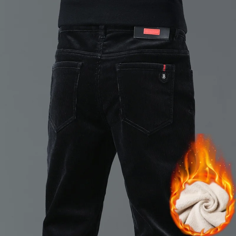 الرجال سروال قصير الشتاء بطانة سميكة أفخم الدافئة الأعمال مستقيم عارضة السراويل الكورية ضئيلة عارضة السراويل أسود الأزرق الداكن #4