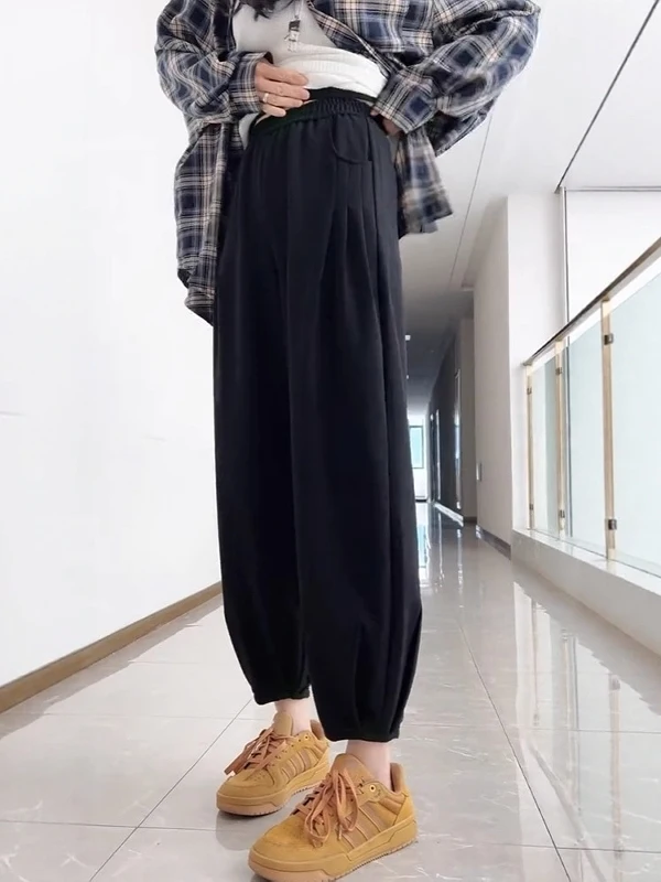 

Loose Slimming Harem Pants Thin Summer New Large Size Casual Pants Cover Belly Micro Fat MM Nine Points Casual Pants