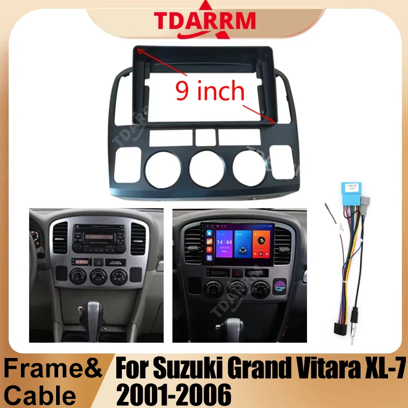TDARRM For SUZUKI GRAND VITARA XL-7 2001-2006 2 Din 9 inch Car Radio Fascias Frame Power Harness Wiring Mounting Bracket Adapte