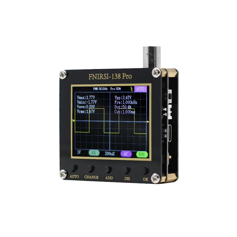 FNIRSI-138PRO DSO152 Digital Oscilloscope 200KHz Bandwidth 2.5MSa/s AUTO 80KHz PWM Signal Mini Pocket Oscilloscope