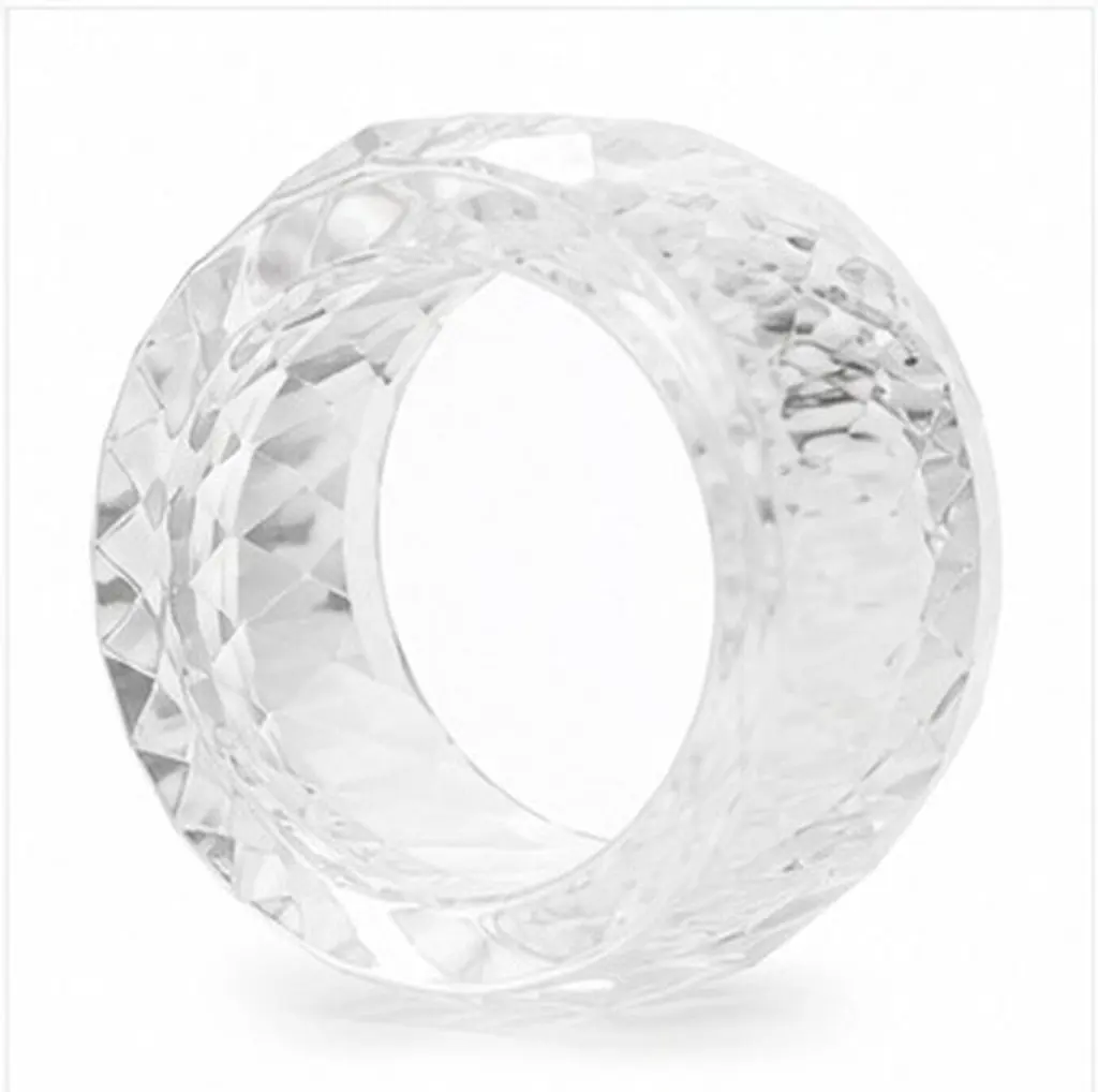 2Pcs Crystal Clear Napkin Rings Premium Transparent Napkin Holder for Formal Dinners Parties Receptions Holiday Table Decoration