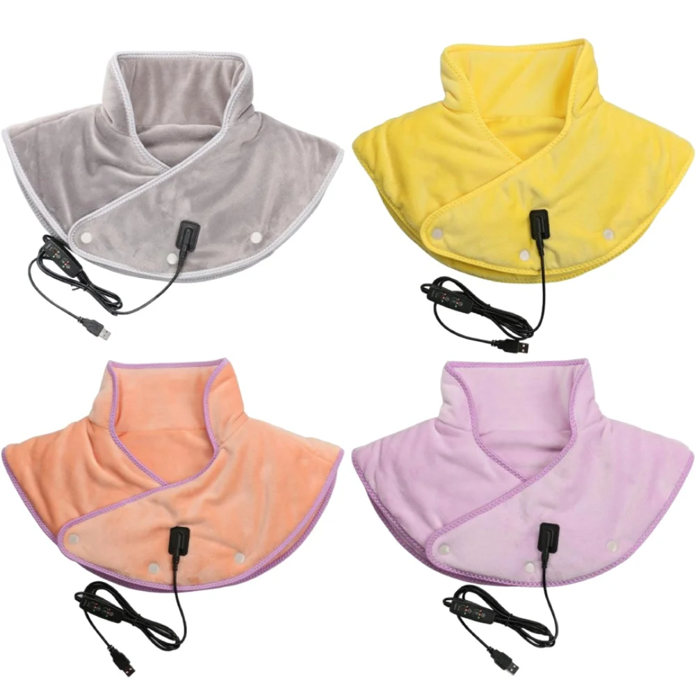 

3-Level Heated Shoulder Neck Massager Electric Warm Shawl with Vibration USB Rechargeable for Sore Muscles Relaxation Care