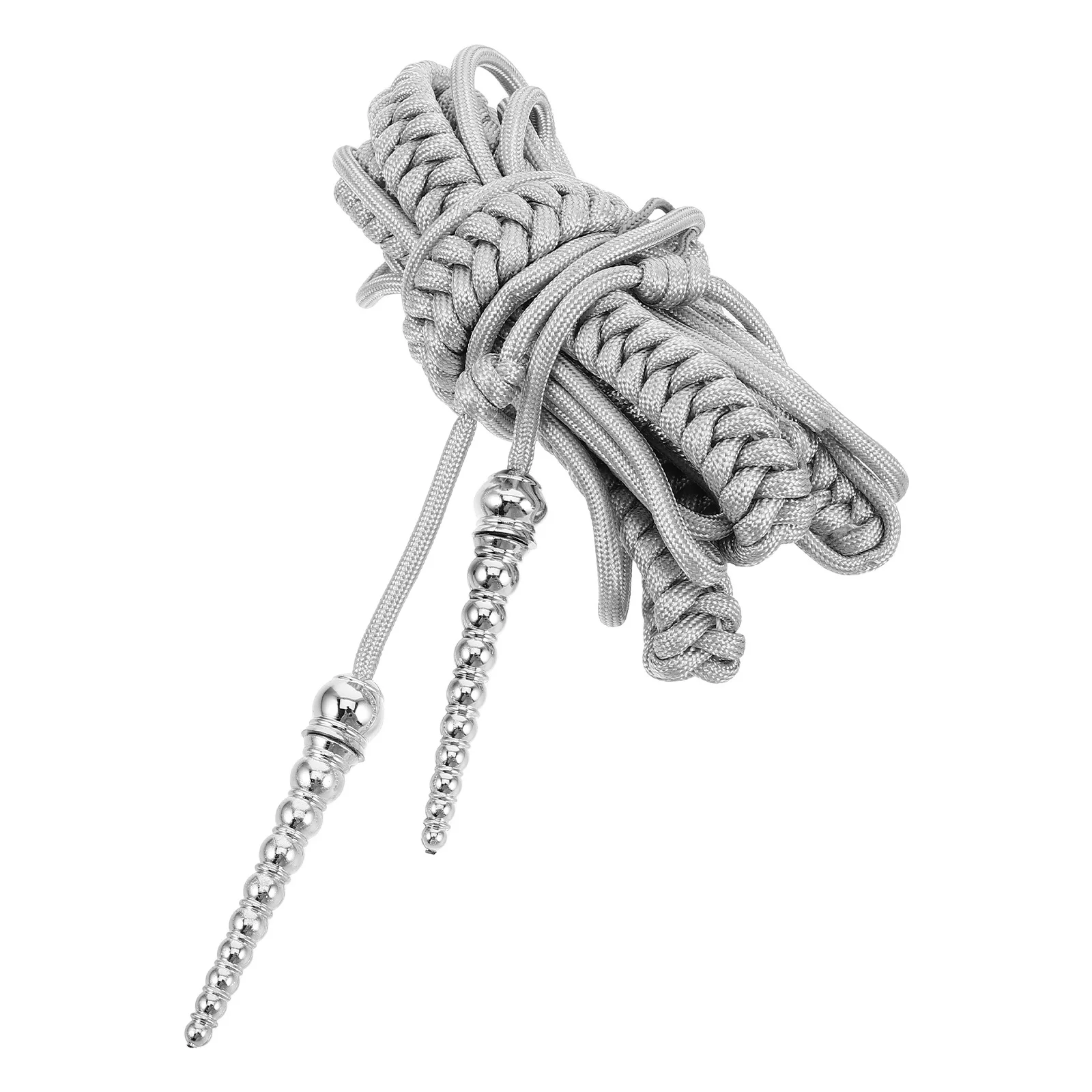 

Grey Braided Aiguillette Shoulder Epaulette Rope For Graduation Uniforms Stage Performance Band Security Costume Party