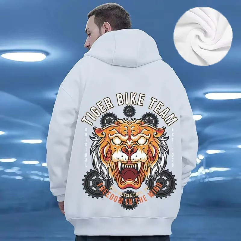Hooded Sweater Men's Trendy Brand Large Size M-8XL Men's Autumn And Winter Style Plush And Thick Fat Hip-hop Pullover Jacket