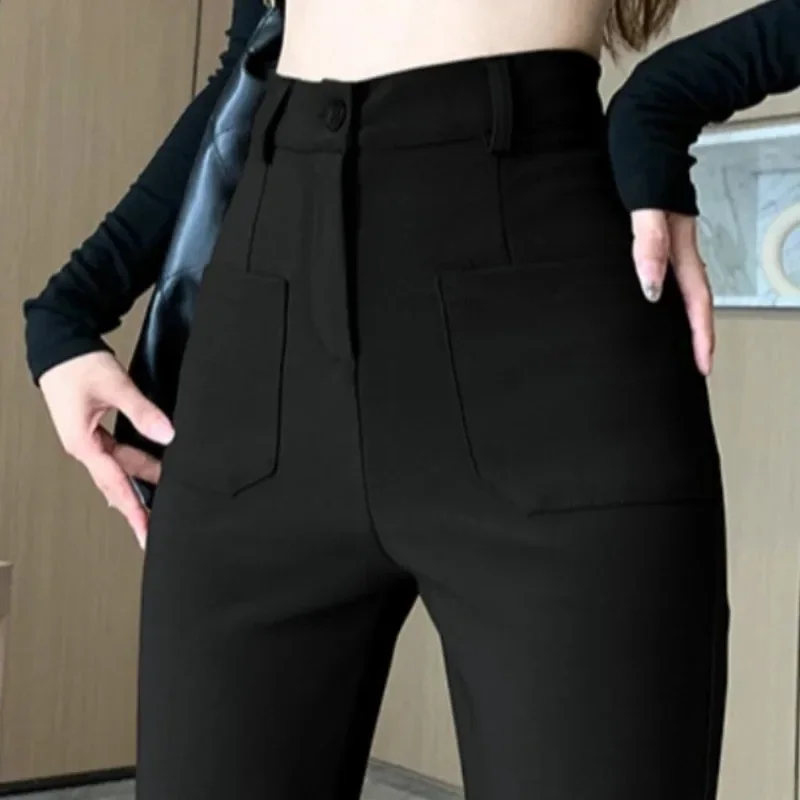 Pantaloni svasati neri per donna Moda coreana All-match Slim Fit Chic Pantaloni primaverili per il tempo libero quotidiano Ins Abbigliamento femminile vintage Y2k