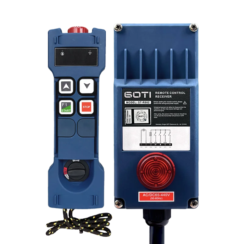 

GT-RS02 1T1R 2T1R Industrial Wireless Remote Control Hoist Crane Lift Switch 2 Single Speed Buttons START STOP for Truck