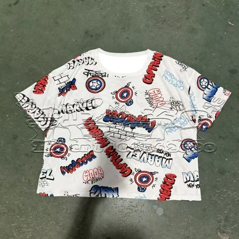 

25/26 New Marvel Universe Full Print Cartoon 3D Print T-Shirt Superhero Casual Short Sleeve Unisex Loose Fit Short Sleeve