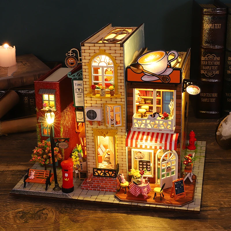 DIY Mini Wooden Doll Houses Insert Kits 3D Puzzles Wooden Doll House Assembly Building Toys For Xmas Gifts
