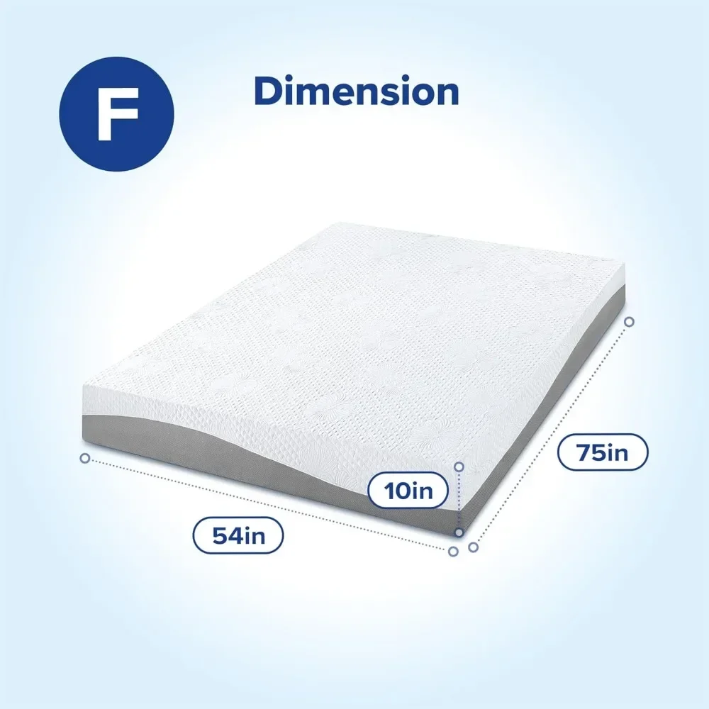 Full Mattress, 10 Inch Gel Memory Foam Mattress, Gel Infused for Comfort and Pressure Relief