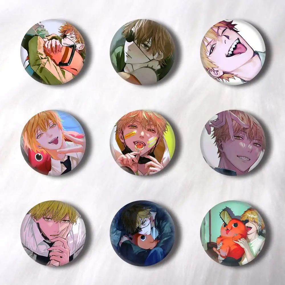 Anime D-Denji Creative Round Button Badges Cute Pin Brooch for Backpack Clothes Lapel Jewelry Accessories Friends Gift