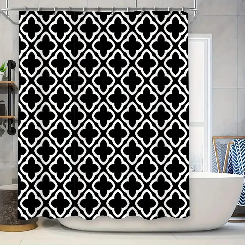 

Modern Simple Black and White Flower Pattern Shower Curtain for Bathroom Decoration Home Supplies (L) Title: Modern Simple Flora