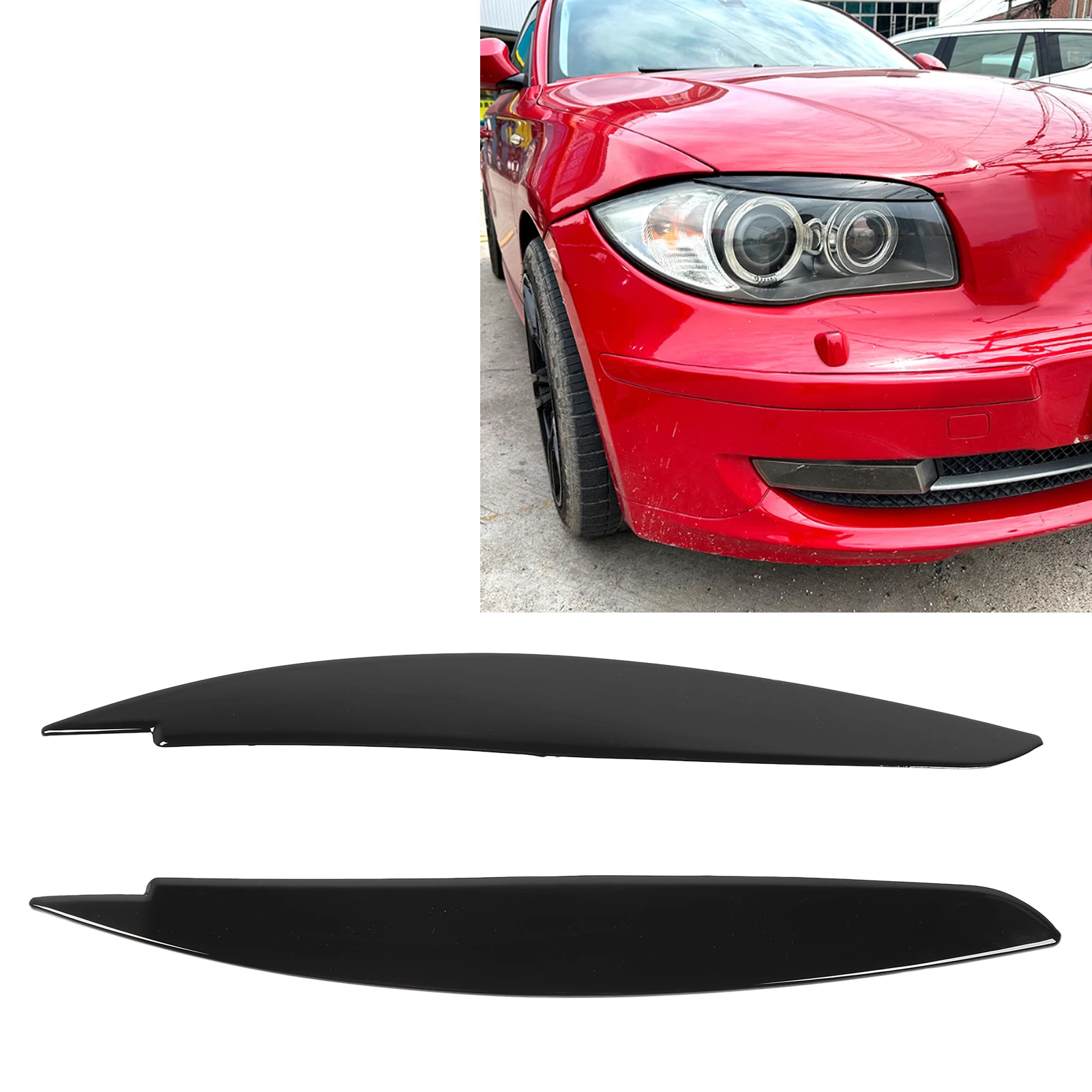 

1 Pair of Headlight Eyebrow, Scratch-Resistant Headlamp ABS Eyelid for BMW 1 Series E81 E82 E87 E88 2006-2013