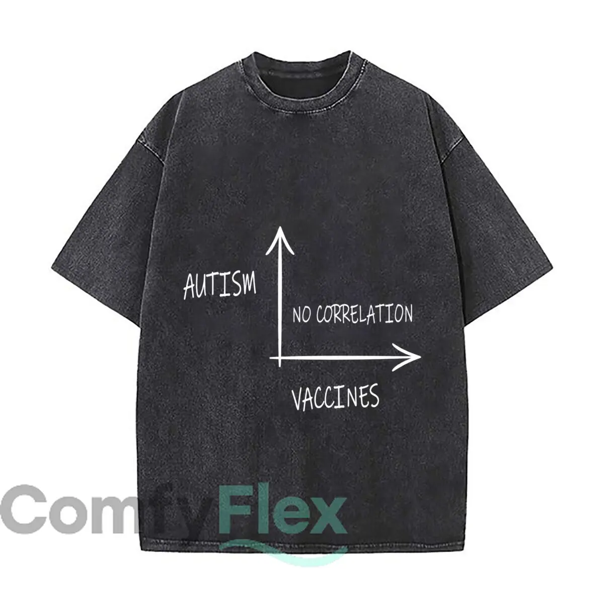 Autism Vaccines No Correlation Graph Design Washed Vintage Short Sleeve Loose Streetwear Tee