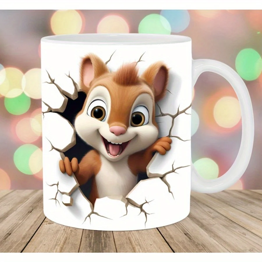 

1pc 3D Squirrel Breaking Through Wall Mug, 11oz Coffee Cup – Playful Animated Squirrel Design, Valentine’s Day Gift for Couples,