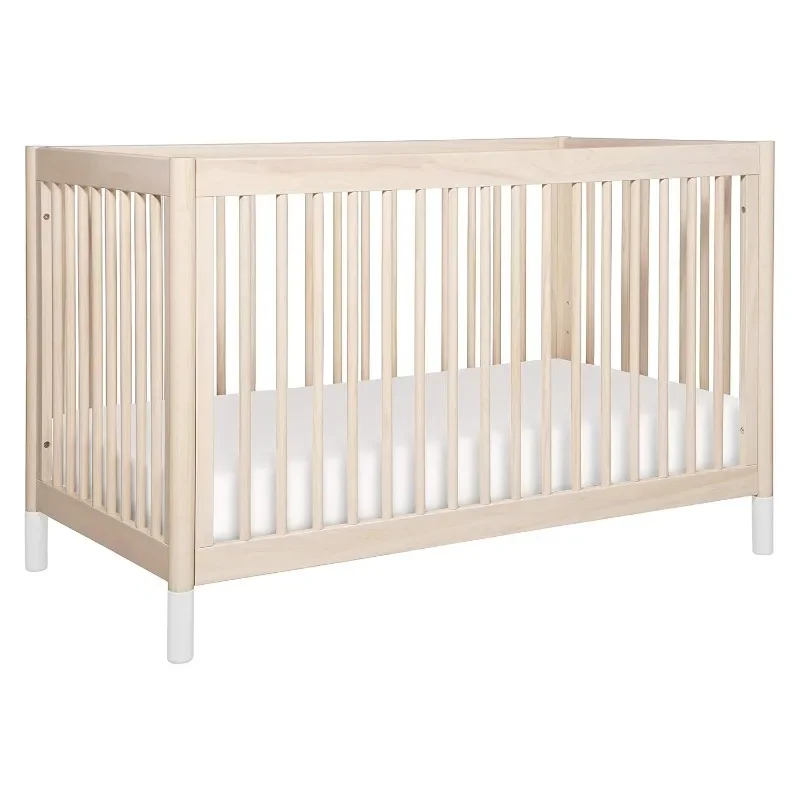 Culla trasformabile 4 in 1 con letto per bambini convertibile lavata in bianco naturale