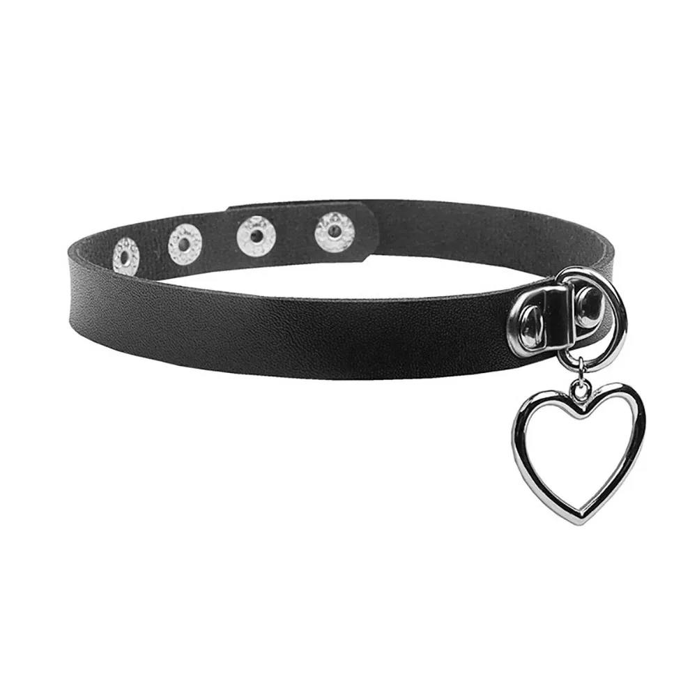 Pelle gotica Harajuku Trendy Sexy Vintage Heart Charm donna Punk Choker collana collare gotico ciondolo gioielli regalo