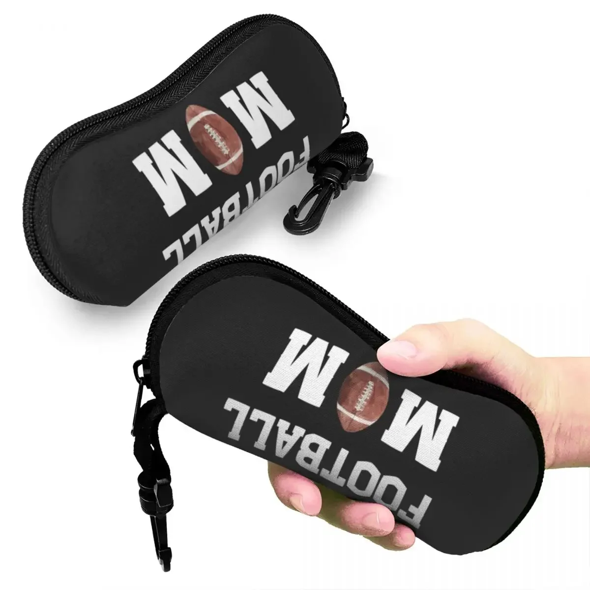 حافظة نظارات على شكل كرة القدم الأمريكية، صندوق نظارات شمسية واقي للنساء والرجال، حقيبة نظارات ناعمة