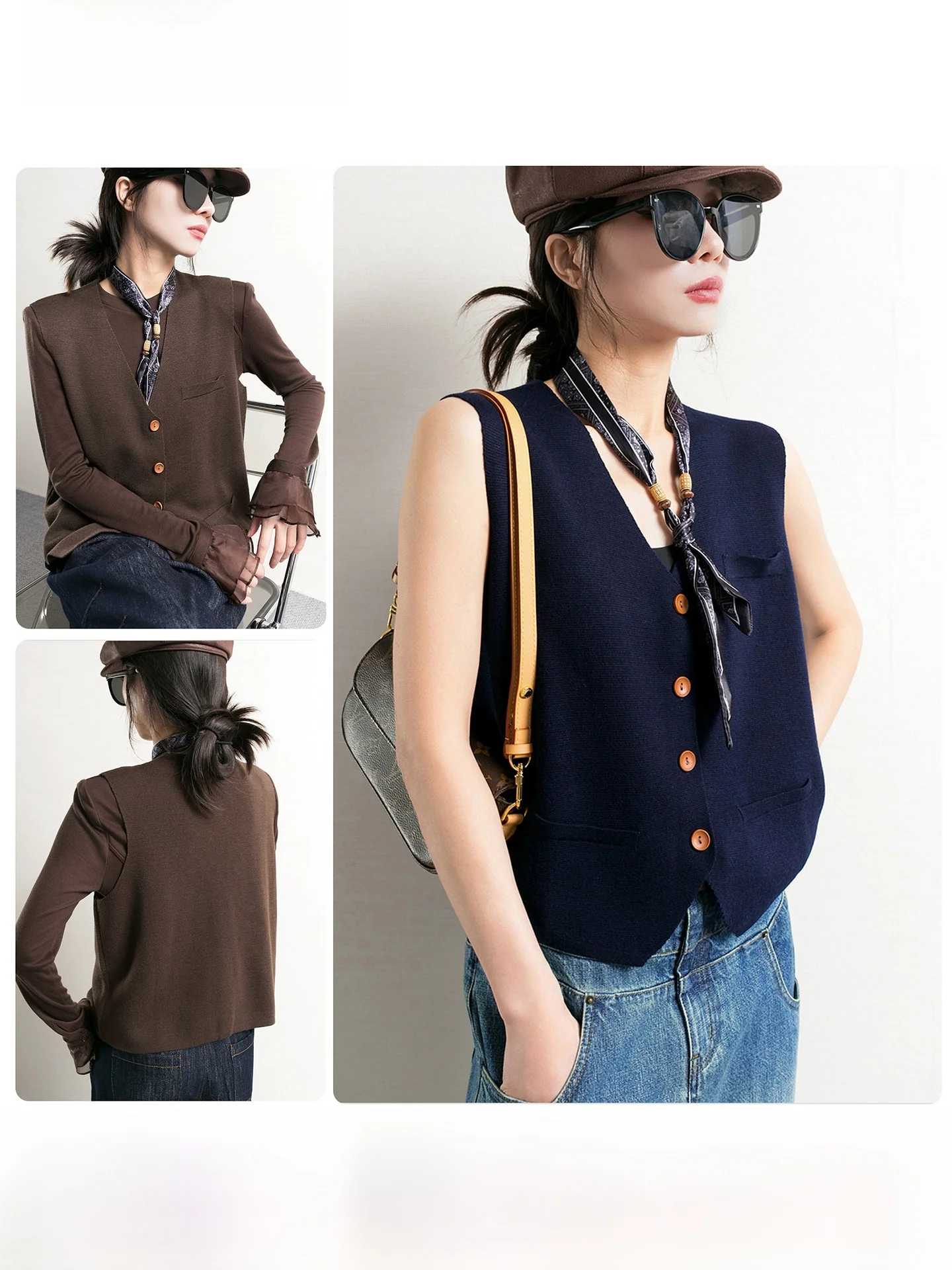 

Chill Wed Ele Маленький шелковый платок, вязаный шерстяной шелковый жилет, повседневный свободный крой, мягкий, из смесовой ткани (полиэстер, акрил, нейлон, шерсть)