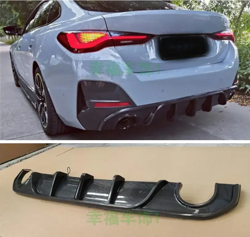 For BMW 4 Series G26 Gran Coupe 2021 2022 2023 Real Carbon Fiber Rear Bumper Diffuser Trunk Door Lip Spoiler Cover Body Kit