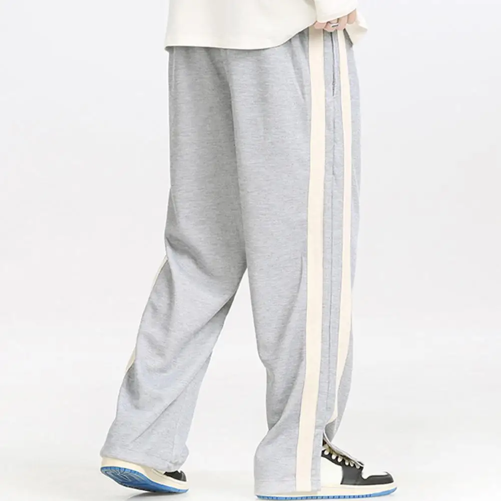 Jogging Trousers Sports Pants Versatile Men\'s Striped Wide Leg Sweatpants Comfortable Stylish for