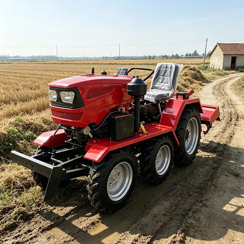 

Customized Tractor rotary tiller, upgraded deep tillage four-wheel rotary tiller, high-power wheeled farm ploughing machine