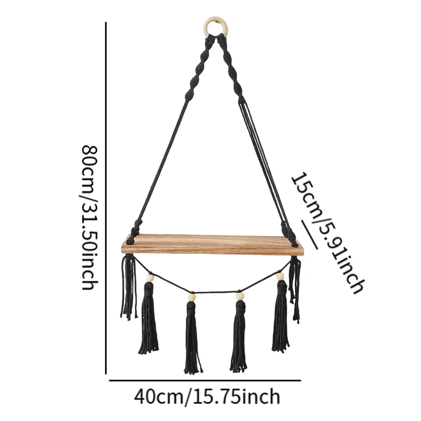 Mensola sospesa a parete in macramè, espositore in legno, mensola sospesa rustica Boho, decorazione da parete per soggiorno camera da letto