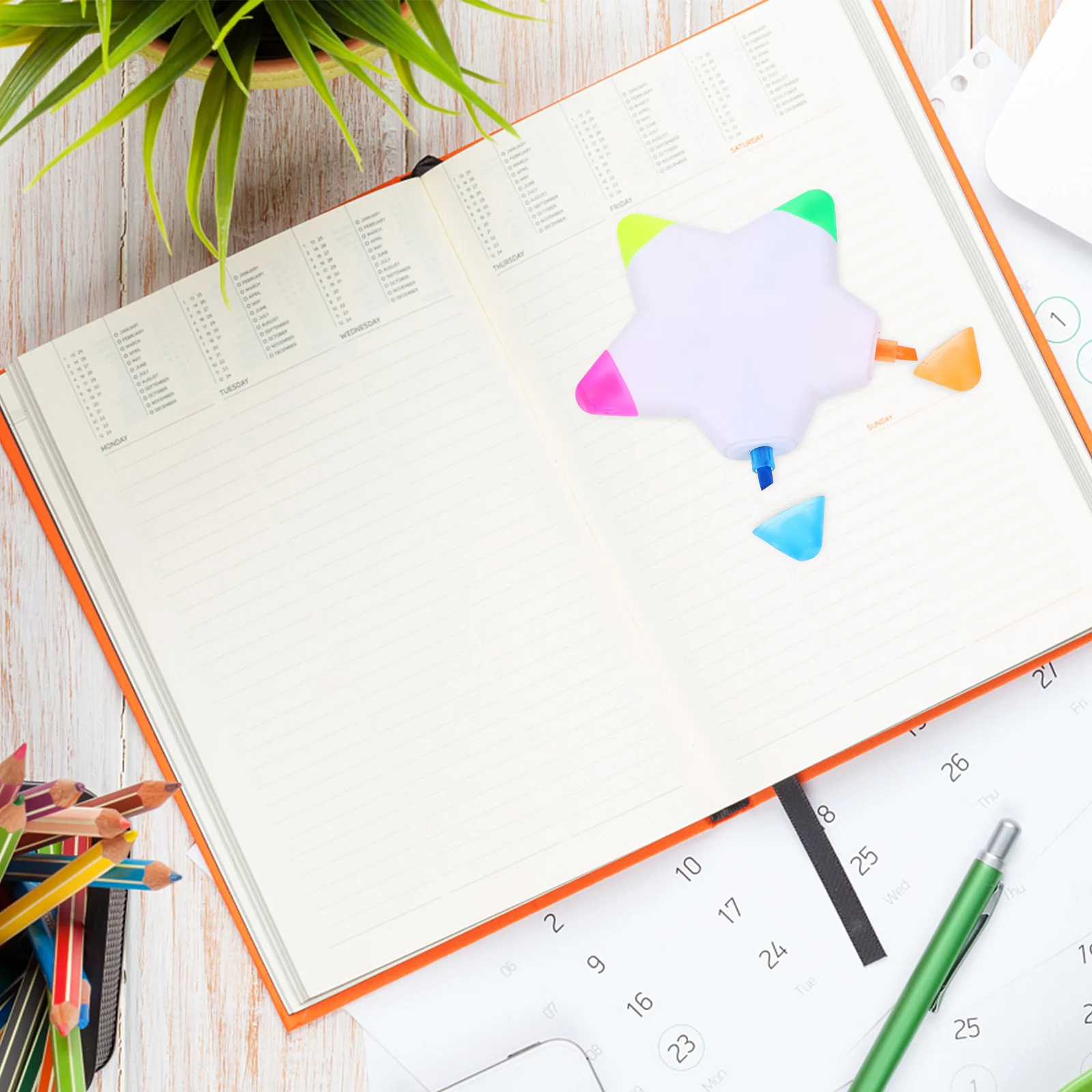 

5pcs Fluorescent Shape Highlighter Smooth Writing No Leakage Bright Colors For Students Stationery Writing Supplies