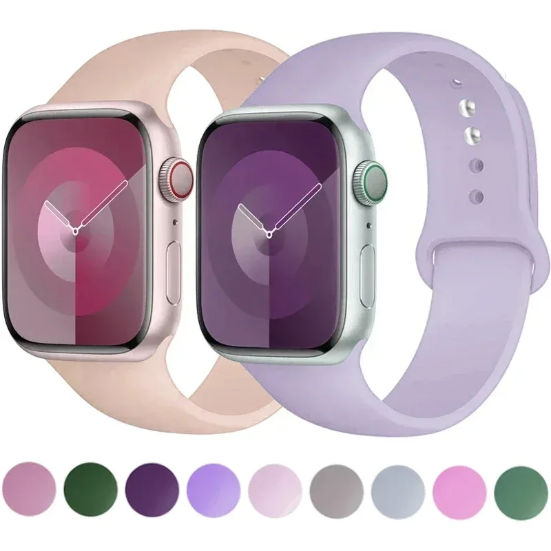 

Silicone Band For Apple Watch strap 44mm 45mm 40mm 41mm 42-38mm 45 mm sport bracelet iwatch series 8 7 6 5 4 3 SE 9 Ultra 2 49mm