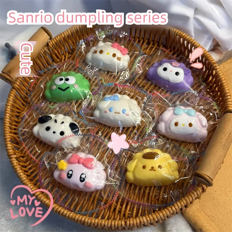 Bonecos de Silicone Hello Kitty Série Dumplings de Desenho Animado, Brinquedos Antiestresse de Apertar, Presente de Descompressão