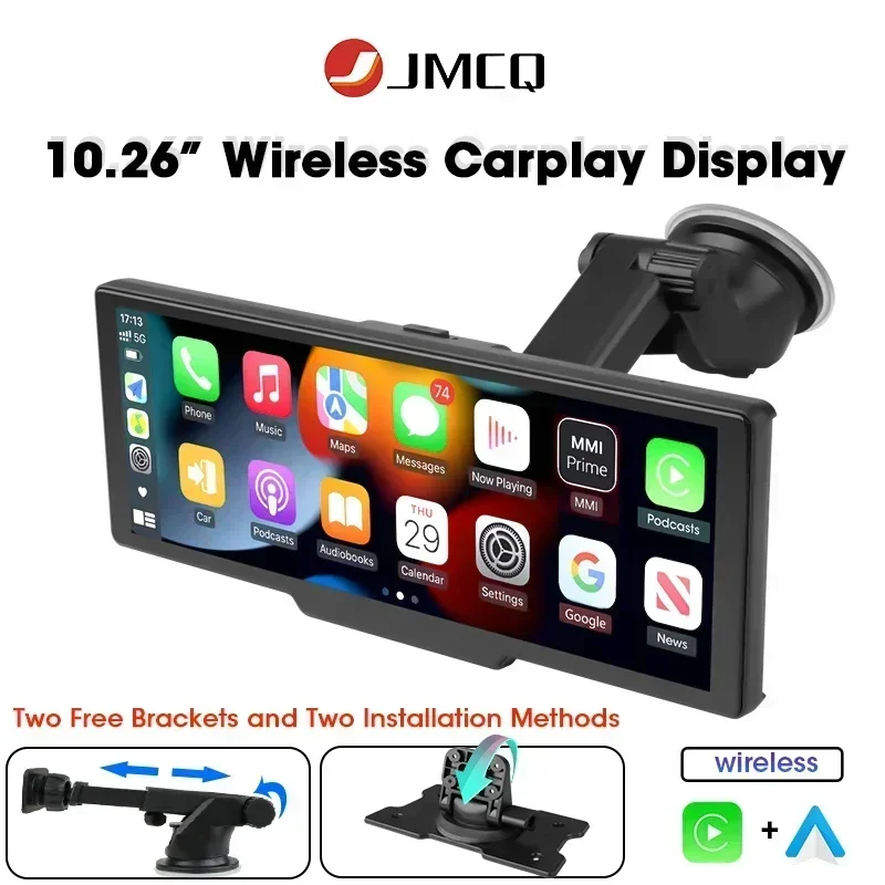 

JMCQ 10.26" 3840*2160P Dash Cam Wireless Camera Carplay & Android Auto Smart Player With Voice Control Car DVR BT Mirror Monitor