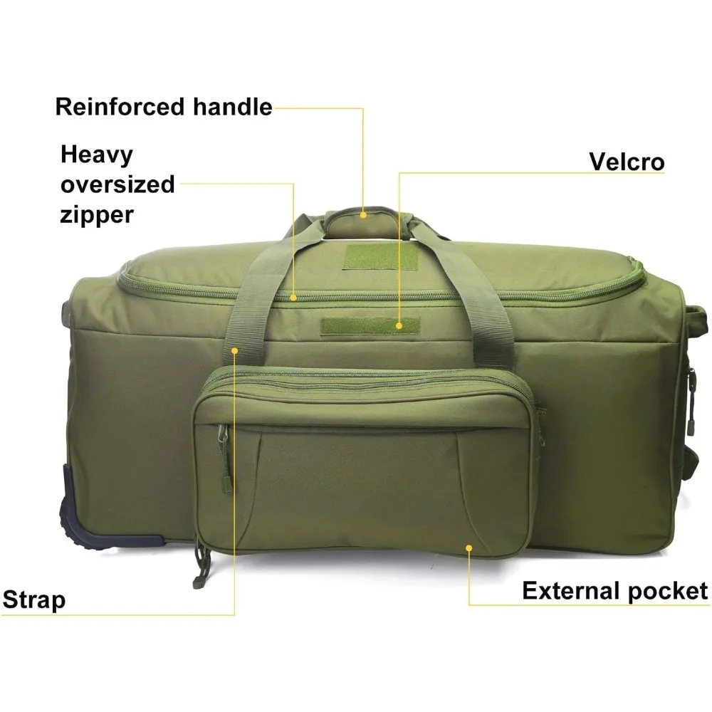 حقيبة كبيرة من القماش الخشن التكتيكي شديدة التحمل لنشر العجلات العسكرية والتخييم والمشي لمسافات طويلة - معدات خارجية خضراء #4