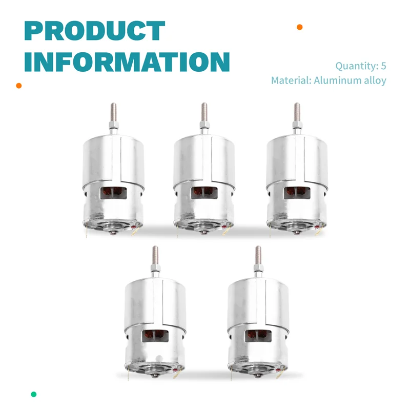 ABDJ-5Pcs 755 DC Motor For Weed Trimmer 21V Grass Cutter Motor With Long Shaft For Efficient Weed Cutting And Trimming