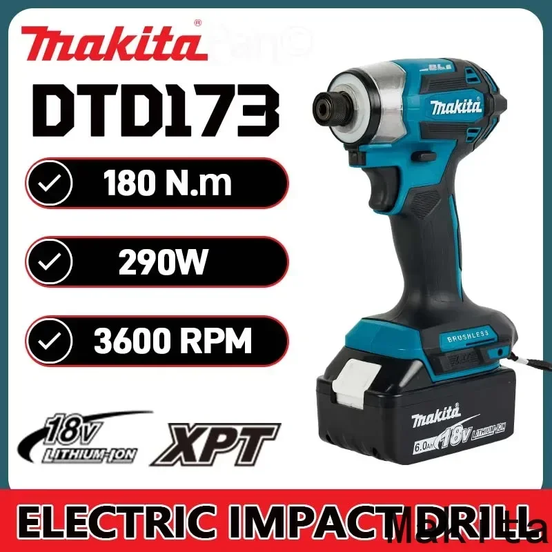 جديد Makita18V اللاسلكي شنيور يعمل بالبطارية DTD173 فرش الحفر الكهربائية مفك الخشب/الترباس T1/T2-وضع التوأم مصباح ليد 180 N/m