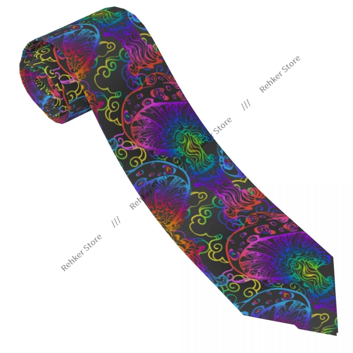 Mens Tie Classic Skinny Magic Glowing Mushrooms Neckties Narrow Collar Slim Casual Tie Gift