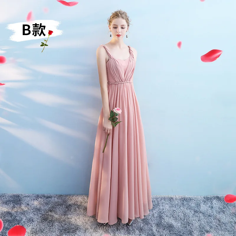 Custom Made Chiffon Pink Grey Bridesmaid Dresses Elegant Women Robe Mariage Princess Vestido Formal Evening Party Dress Long