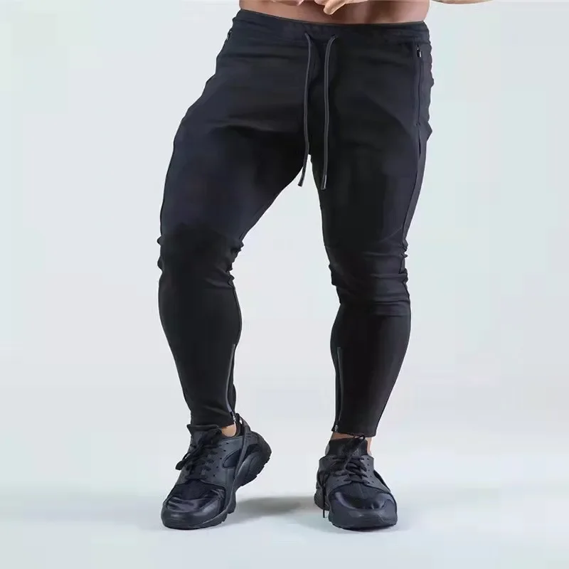 Autumn and Winter Men's Fitness Pants New Breathable Sports Casual Pants Slim Fit Drawstring Small Foot Zipper Casual Pants