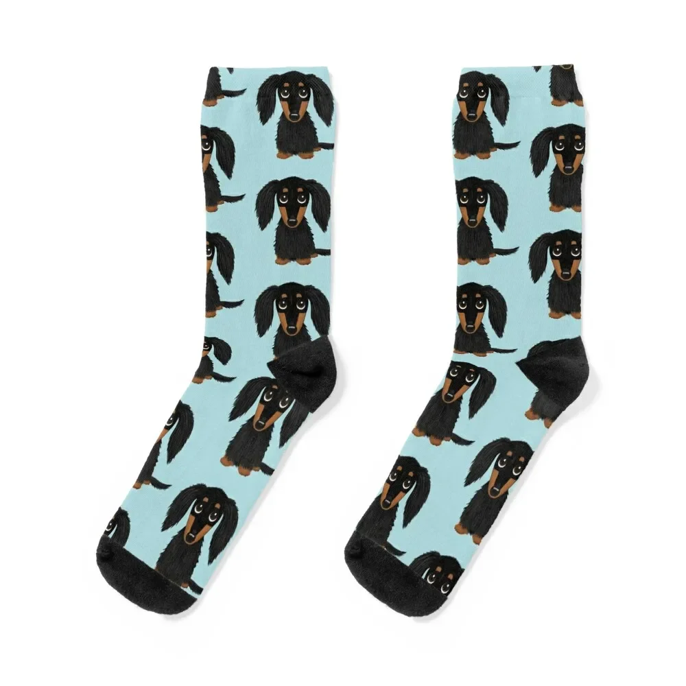 

Black and Tan Long Haired Dachshund Socks kids gym Mens Socks Women's