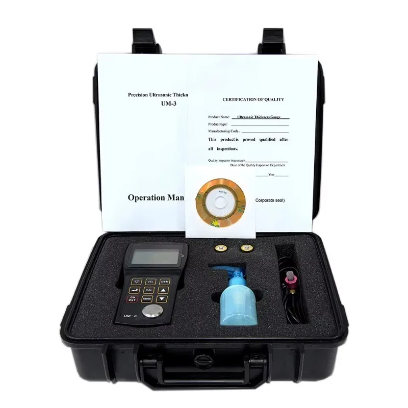 UM-3 Digital Ultrasonic Thickness Gauge Multi-mode Thickness Meter 0.001mm Resolution With D15A Probe