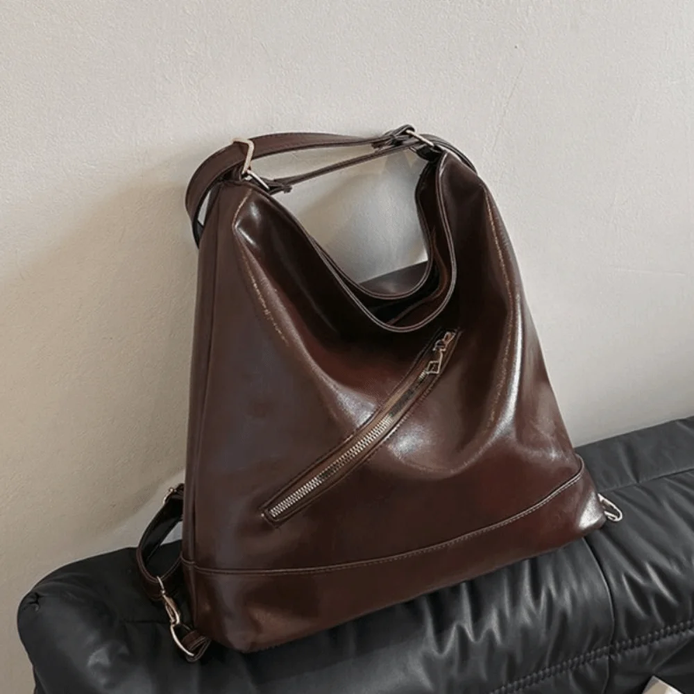 

Retro Women's Shoulder Bag Large Capacity PU Leather Single-shoulder Bag Waterproof Lightweight Student Tote Bag Student Class