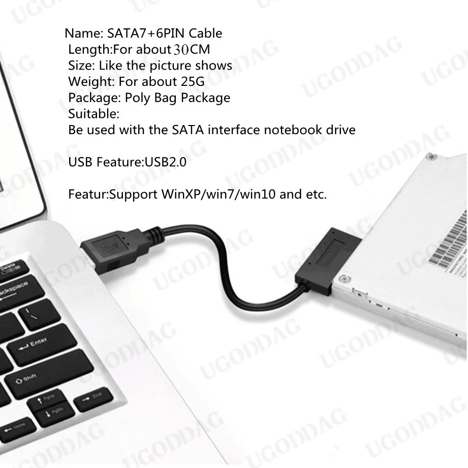 USB 2.0 to Mini Sata II 7+6 13Pin Adapter Converter Cable For Laptop CD/DVD ROM Slimline Drive Converter HDD Caddy