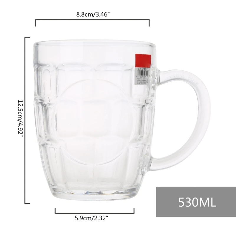 Unbreakable Acrylic Beer Mug Shatterproof Drinking Cup with Handle Milk Coffee Water Cups Reusable Champagne Cup for Bar