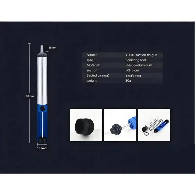 

Профессиональный насос для распайки алюминиевого металла Yihua Power, пистолет для всасывания олова, легко удаляет компоненты и инструменты для сварки оловянного шлака.